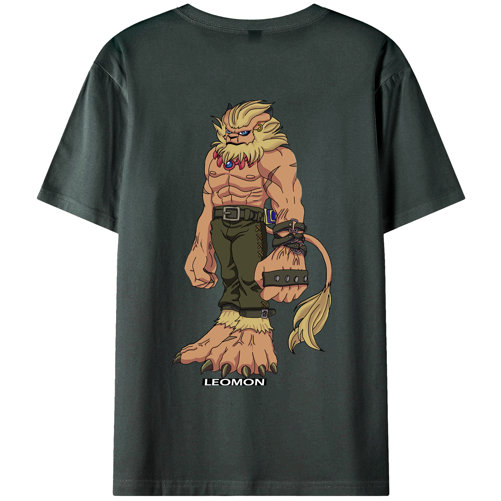 （画像用） Digimon デジタルモンスター/デジモン 綿100％ メンズ半袖Tシャツ（バックプリント） 通気性